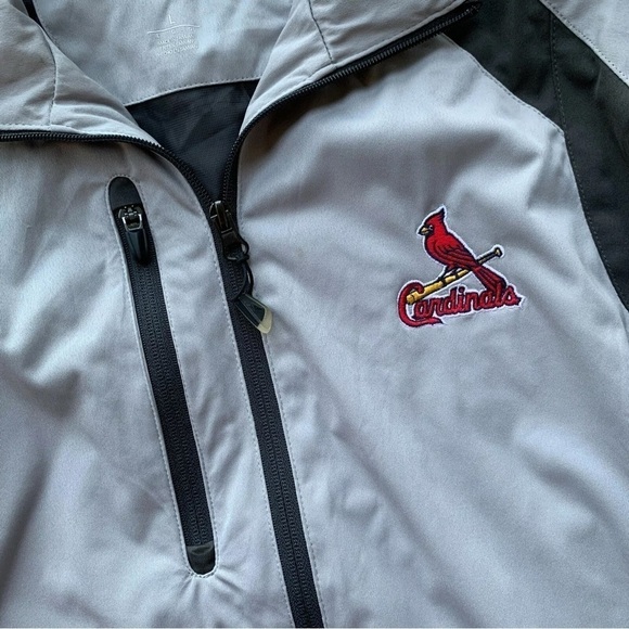 St Louis Cardinals Antigua MLB Track Jacket Embroidered Gray Silver Size Large - Picture 3 of 8